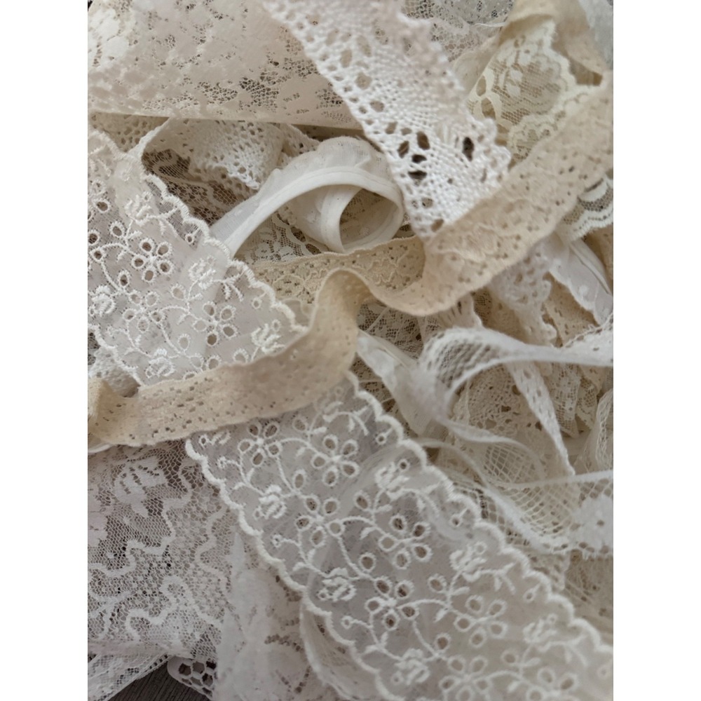 Lace trim Ivory & White 15+ yards lot vintage & modern DIY slow see journal s25